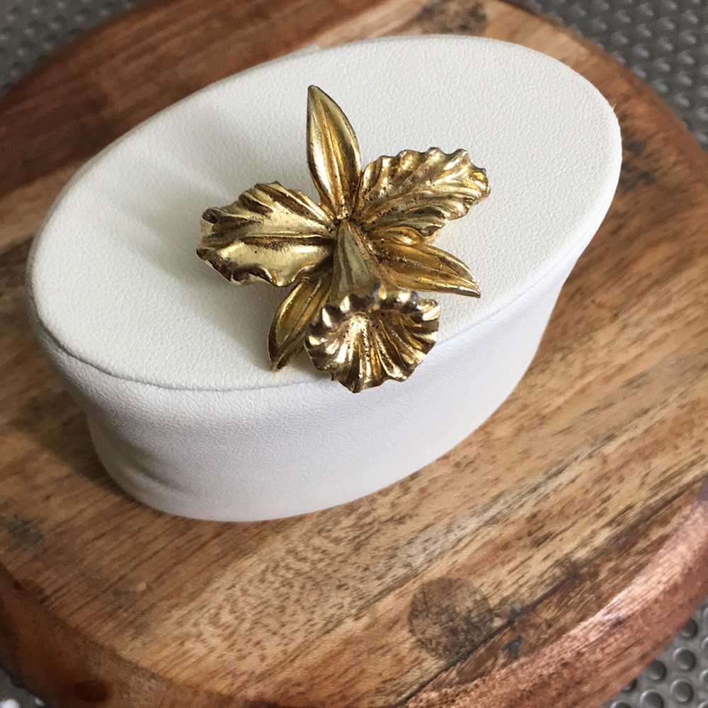 Vtg Orchid Brooch - image 1